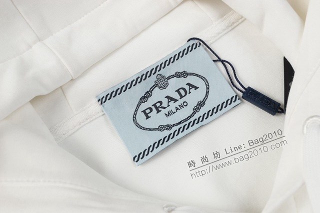 Prada專櫃普拉達2023FW新款刺繡連帽衛衣 男女同款 tzy3018